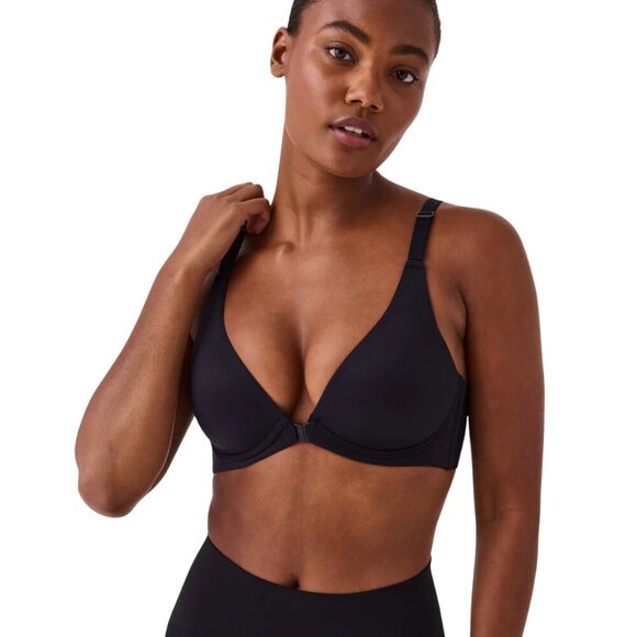 SPANX Adjustable Plunge Wireless Lift Bra Women's 34C Black Front Clasp Comfy - Picture 2 of 16